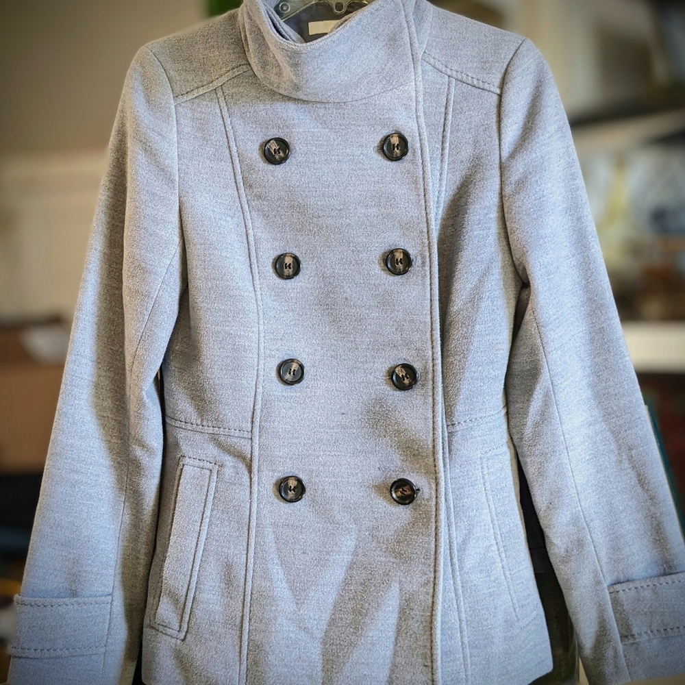 H&M Light Gray Pea Coat, Size 4